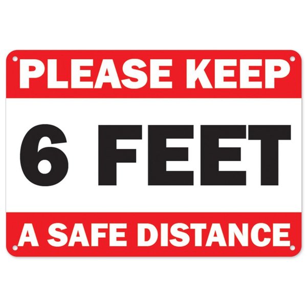 Signmission Public Safety, Please Keep 6 Feet A Safe Distance, 18in X 12in Rigid Plastic, OS-NS-P-1218-25506 OS-NS-P-1218-25506